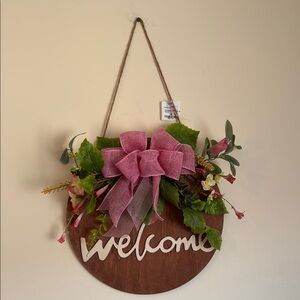 NWT Pink and Green Floral Welcome Sign